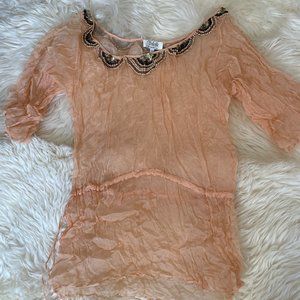 Sheer Beaded Shirt by Valerie